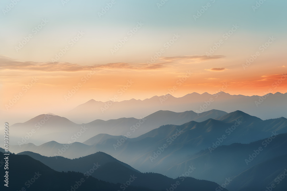Majestic Mountain Peaks. A Panoramic View of Towering Mountain Ranges at Sunrise Majestic Mountain Peaks. A Panoramic View of Towering Mountain Ranges at Sunrise