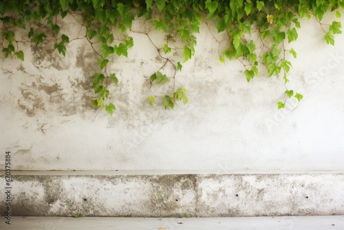 ivy creeping up a whitewashed indoor wall