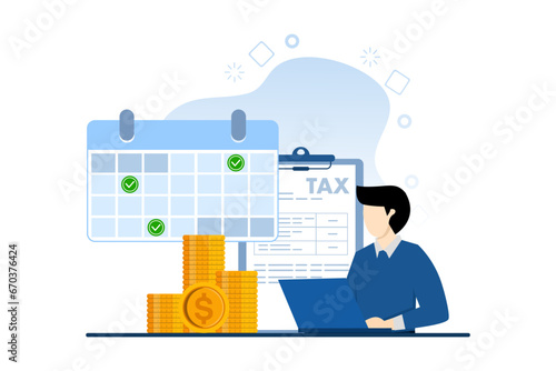 Tax payment concept, income tax, business tax consultant, finance and accounting, document tax, income, banner for website landing page, flat vector illustration on a white background.