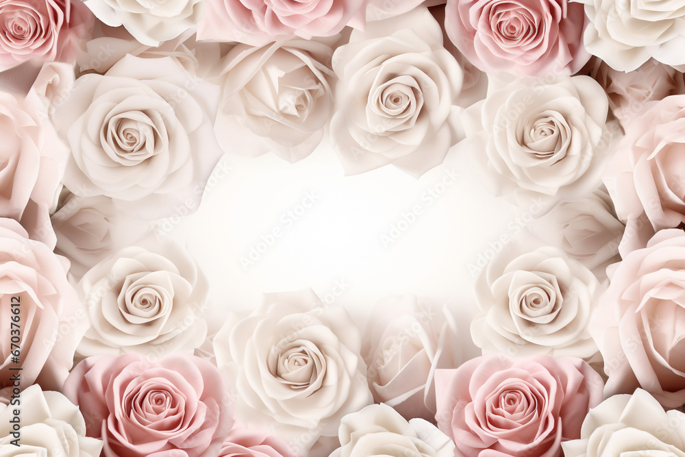 central blank white text space border roses