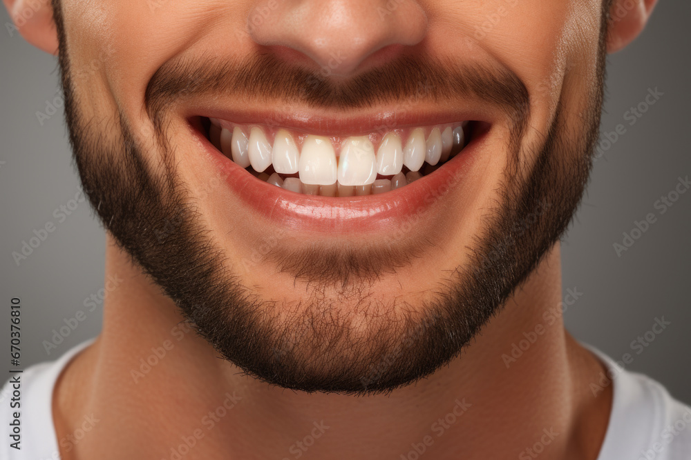 Close up photograph of man with beard wearing smile. This image can be used to convey happiness, positivity, and confidence. Close up photograph of man with beard wearing smile. This image can be used to convey happiness, positivity, and confidence.