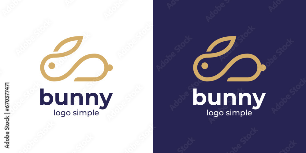Fototapeta premium Bunny Little Rabbit Logo Simple Minimalist Monoline Style