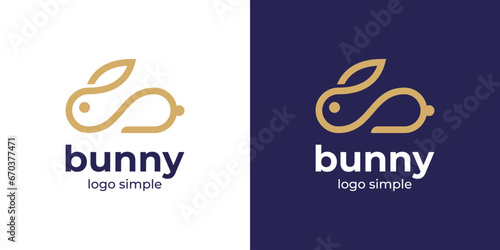Bunny Little Rabbit Logo Simple Minimalist Monoline Style