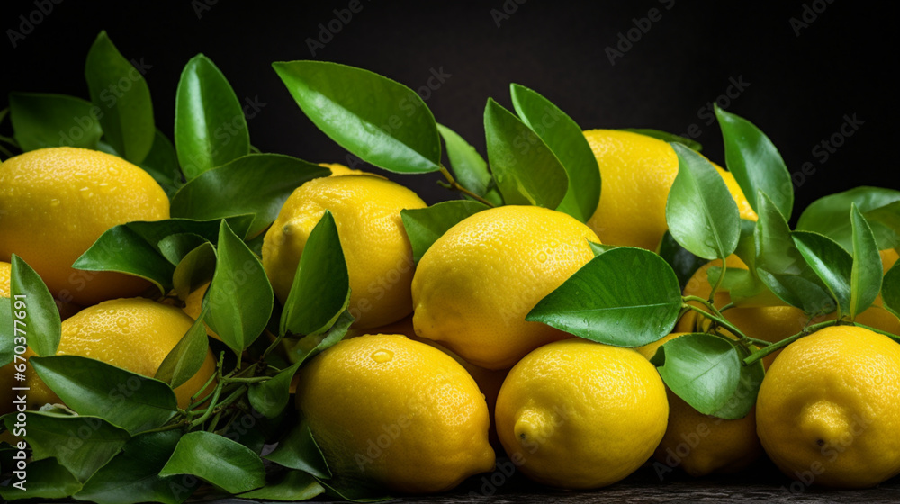 lemons on table with leaves