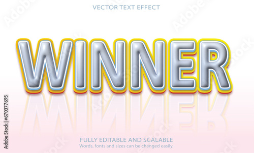 Winner editable text high quality winner text premium vector