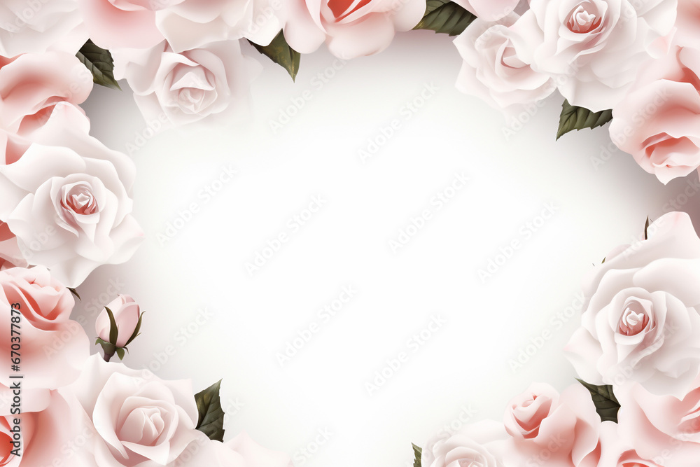 central blank white text space border roses