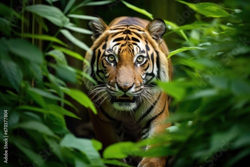 a tiger prowling through a jungle © Natalia