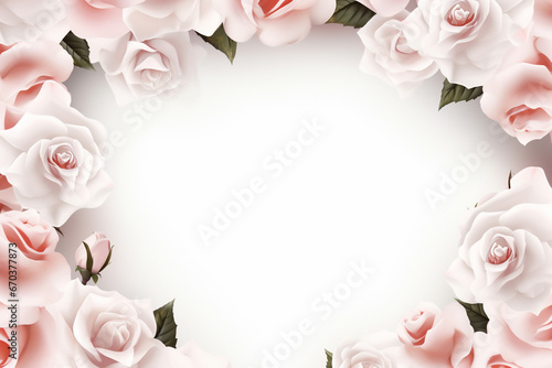 central blank white text space border roses