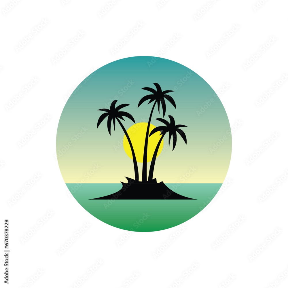 free vector sea beach t-shirt logo design.
