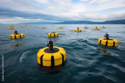 grid of wave energy converters in the sea © Natalia