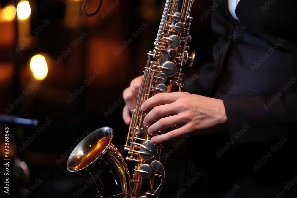 Obraz premium detailed view of a musical instrument being played