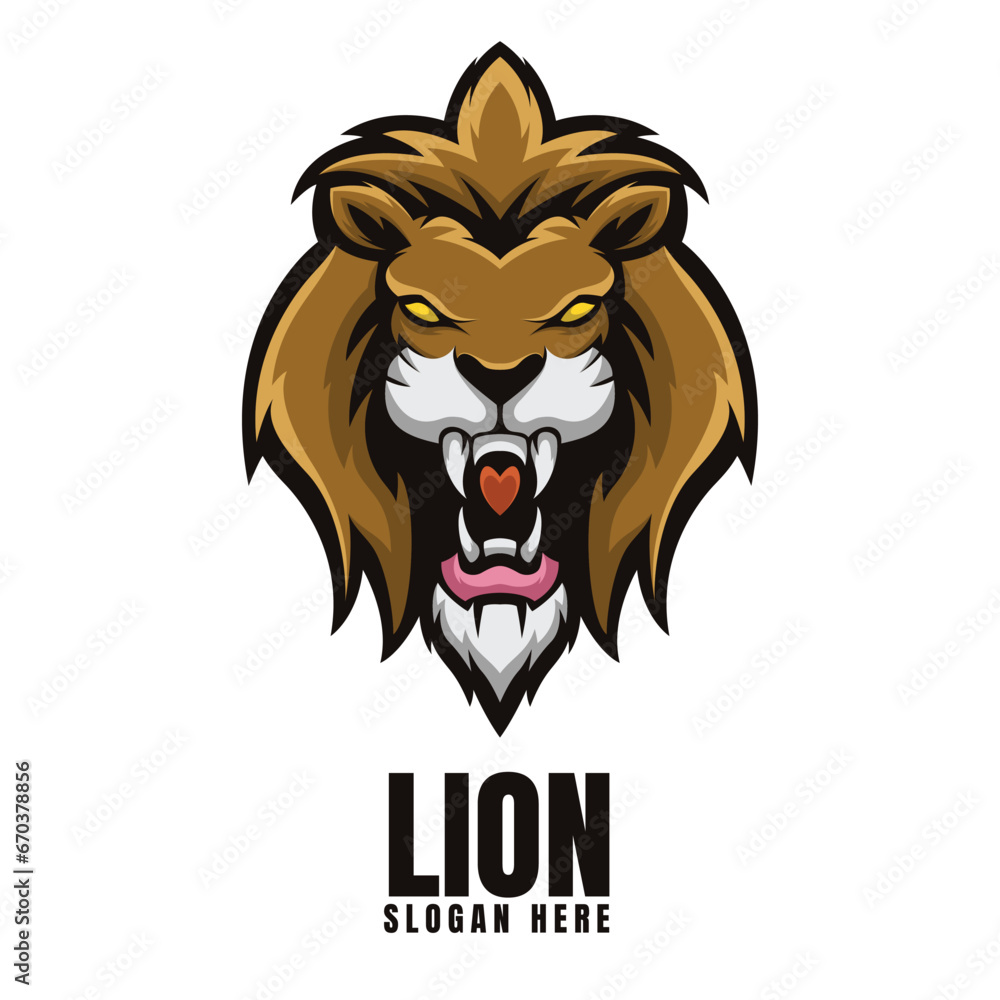 Illustration Head Lion Mascot Logo
