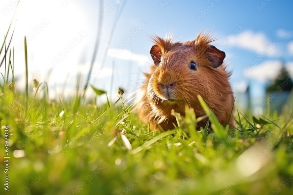 fluffy guinea pig exploring a patch of grass fluffy guinea pig exploring a patch of grass