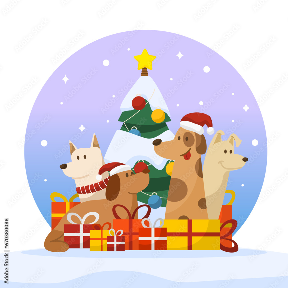 Santa paws under the Christmas tree Illustration Santa paws under the Christmas tree Illustration