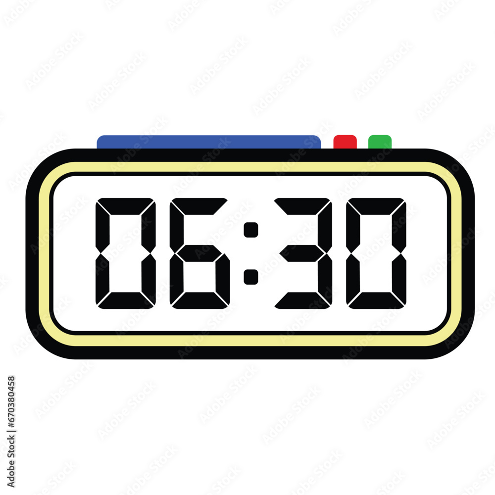 Digital Clock Time at 06:30, Time Illustration 24 Hours Format Digital Clock Time at 06:30, Time Illustration 24 Hours Format