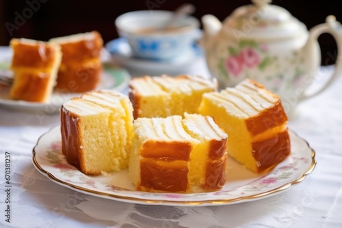 a brioche into slices for tea party guests