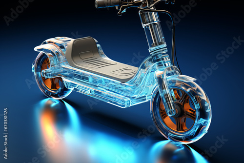  Transparent electric kick scooter symbol, evoking a sense of transparency and sustainability in urban transportation, Generative AI