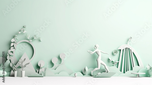 mint sculpture yoga pilates background abstract.