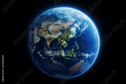 Earth globe with clouds  ocean and water 3d rendering