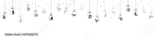 hanging baubles with christmas icons and greetings