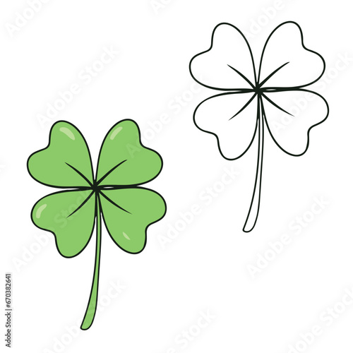 four leaf clover. Simple design outline style. You can change color you want. Vector illustration