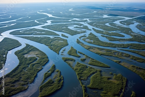 a river delta as viewed from high above