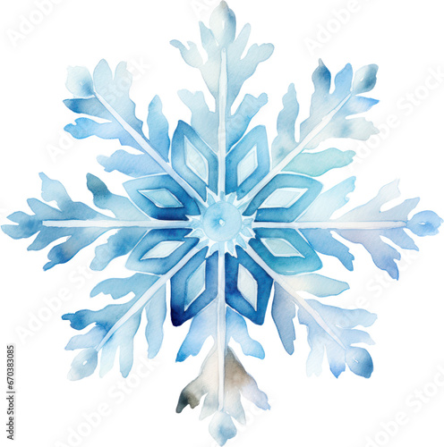 Snowflake watercolor illustration. Generative AI