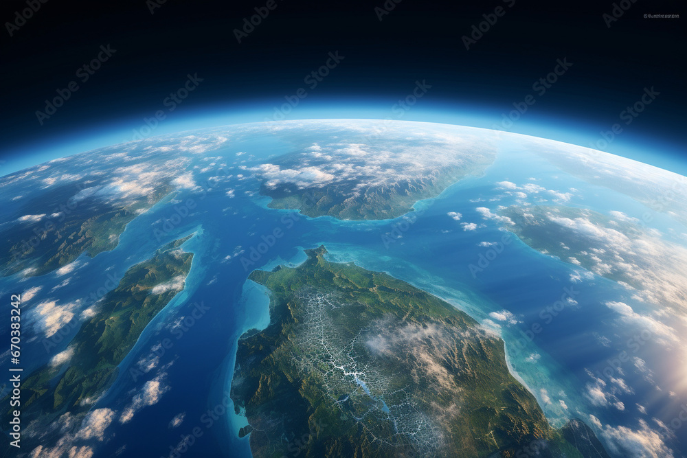 Earth globe with clouds, ocean and water 3d rendering