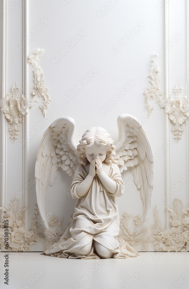 기도하는 소녀 천사 조각상