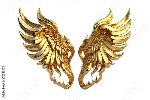 angel golden wings collection isolated on transparent background - Generative AI