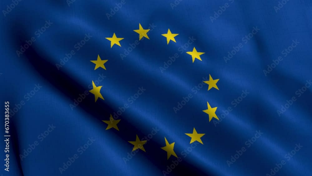 Europe Flag. Waving Fabric Satin Texture of the Flag of Europe 3D illustration. Real Texture Flag of the European Union Europe Flag. Waving Fabric Satin Texture of the Flag of Europe 3D illustration. Real Texture Flag of the European Union
