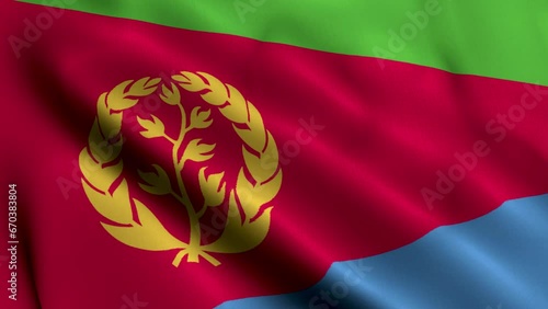 Eritrea Flag. Waving  Fabric Satin Texture of the Flag of Eritrea 3D illustration. Real Texture Flag of the Eritrea photo