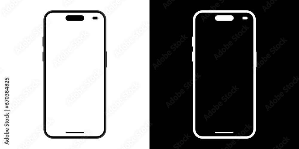 Minimalist smartphone mockup vector in trendy style. Mobile phone, cellphone icon in flat concept