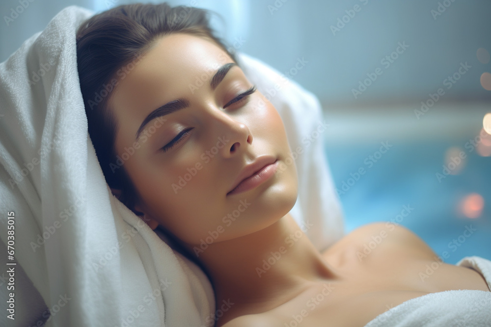 woman in spa applying black or white face mask for skin treatment