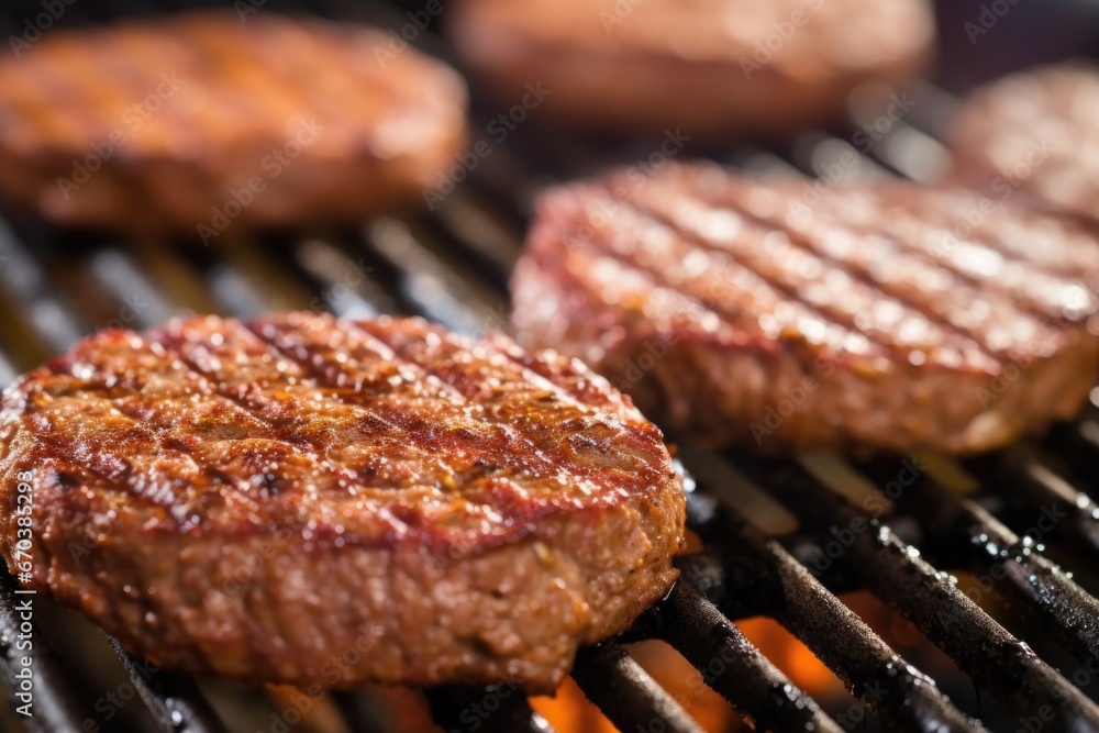 detail shot of grilling marks on burger patty detail shot of grilling marks on burger patty