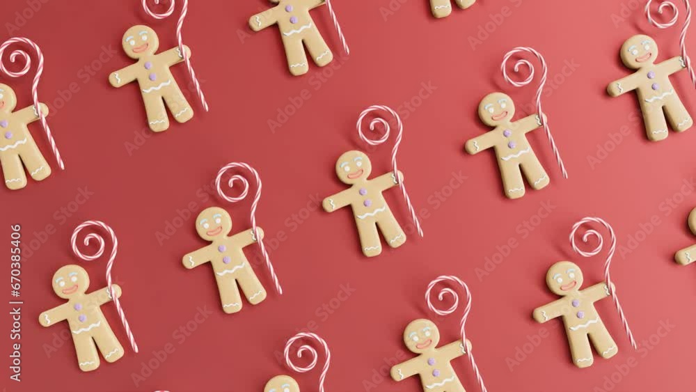 Gingerbread Men and Candy Canes on a red background Gingerbread Men and Candy Canes on a red background