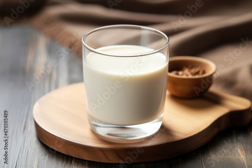 a glass filled with soy milk, a dairy alternative