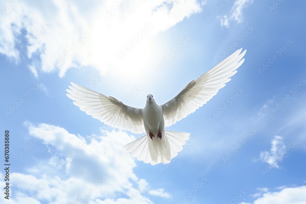 Fototapeta premium an open sky with a white dove flying high
