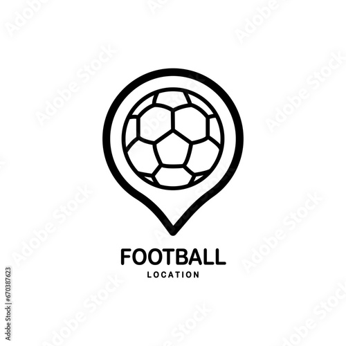 Soccer map pin line icon. linear style sign for mobile concept and web design. Map pointer with football ball outline vector icon. Symbol, logo illustration. Vector graphics