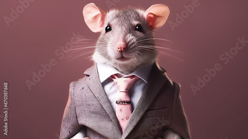 rat banker bad politician caricature, greed anger business concept.