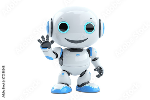 Cute white futuristic robot  isolated. PNG file with transparent background. Generative Ai