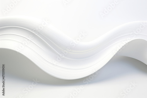 White background with curved white object in the middle of it.