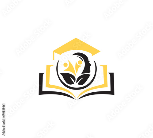 Book Logo Education Flat Vector Design template element.