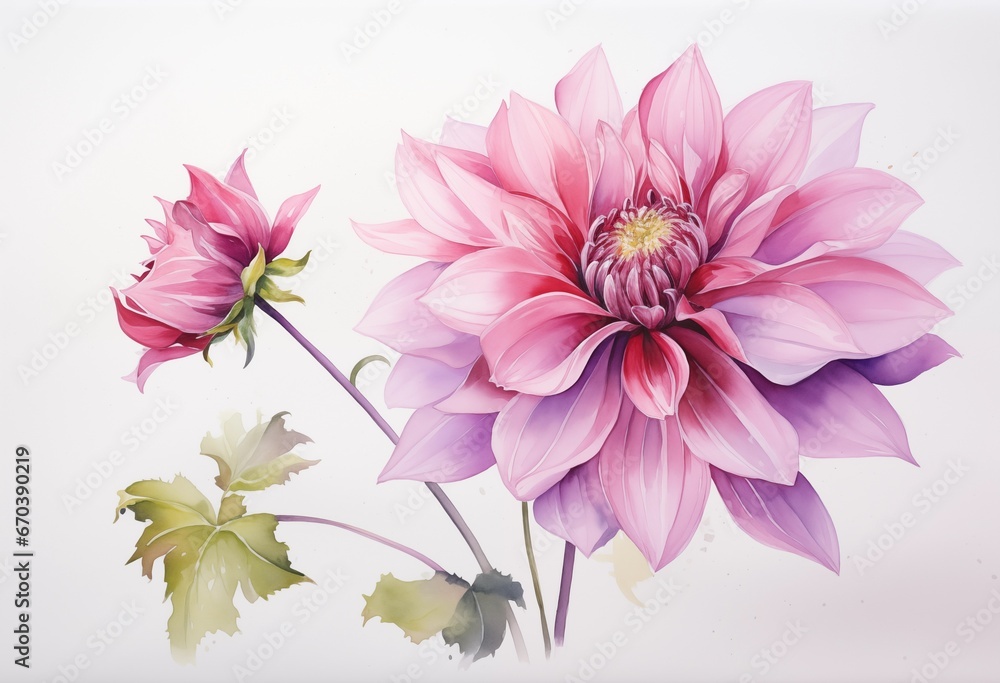 A watercolor painting of a pink flower background