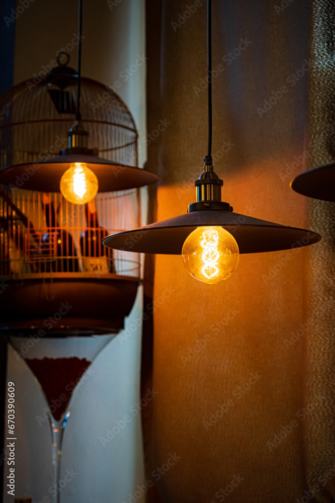 Antique lighting for ambient interior home design.
