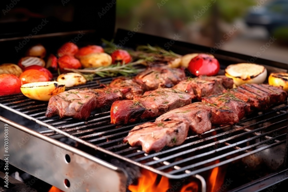 barbecue grill featuring smoking lamb chops