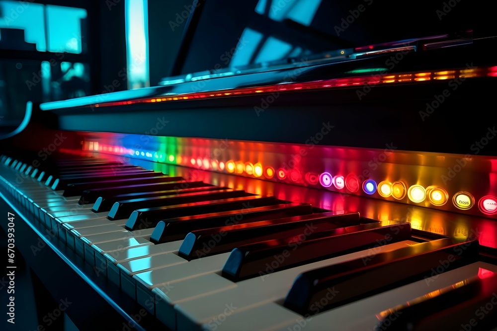 piano keys with bright lights christmas 