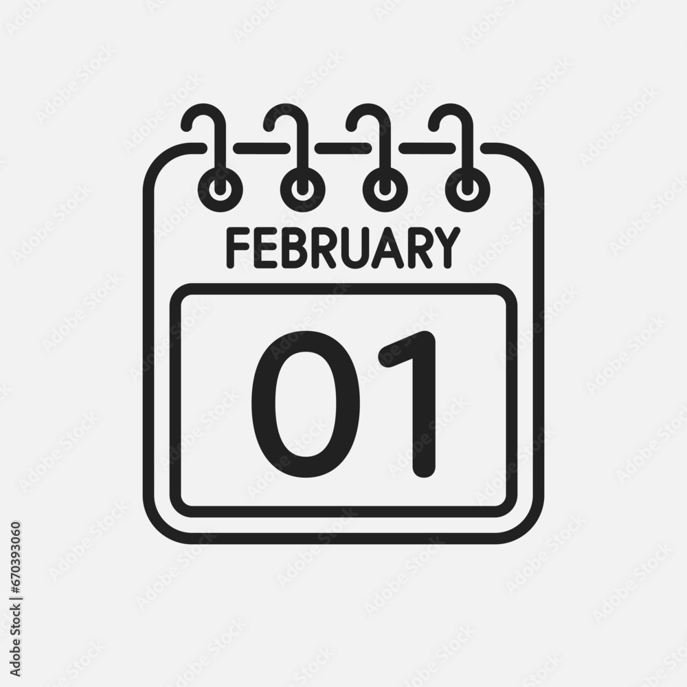 Icon page calendar day - 1 February Icon page calendar day - 1 February