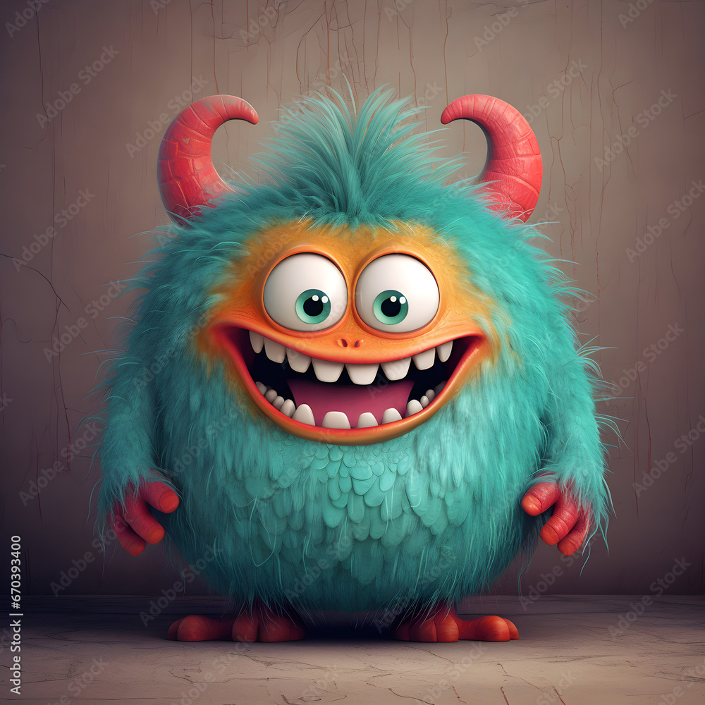 3d rendered illustration of a furry blue monster funny character with horns 3d rendered illustration of a furry blue monster funny character with horns