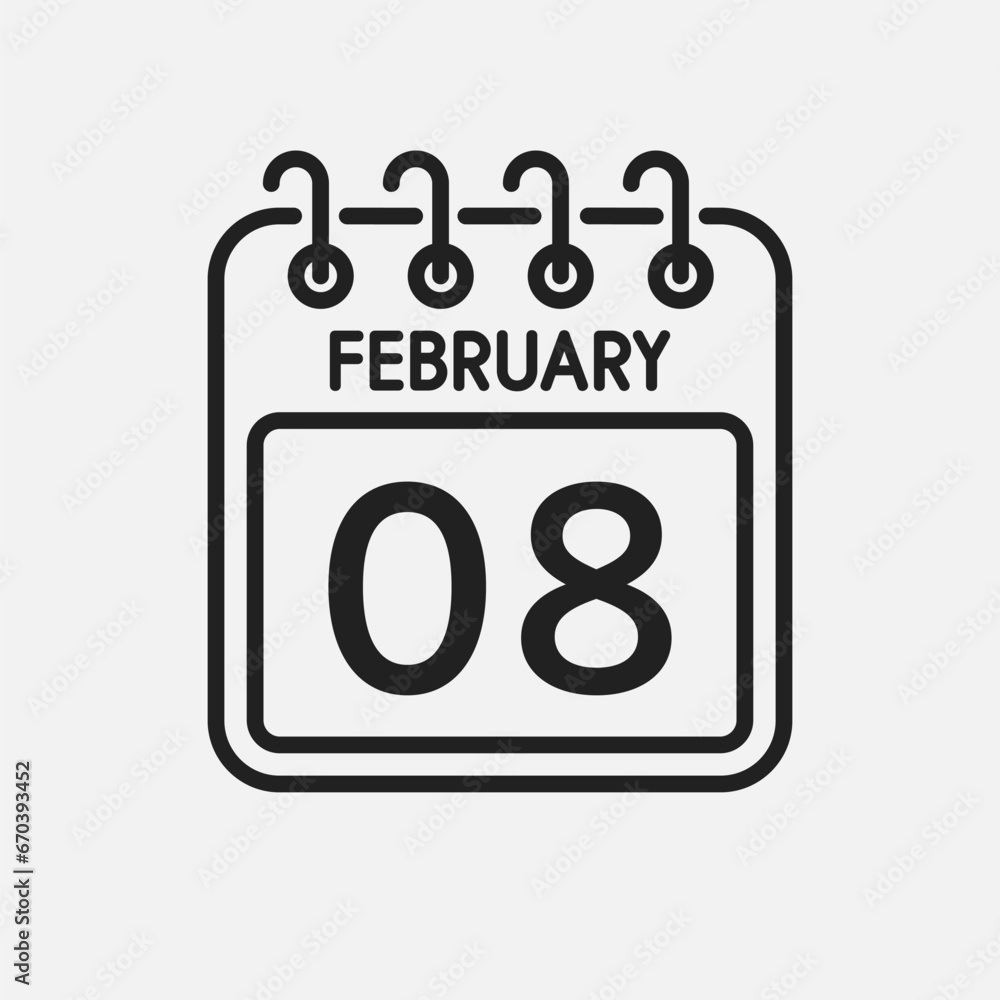 Icon page calendar day - 8 February Icon page calendar day - 8 February